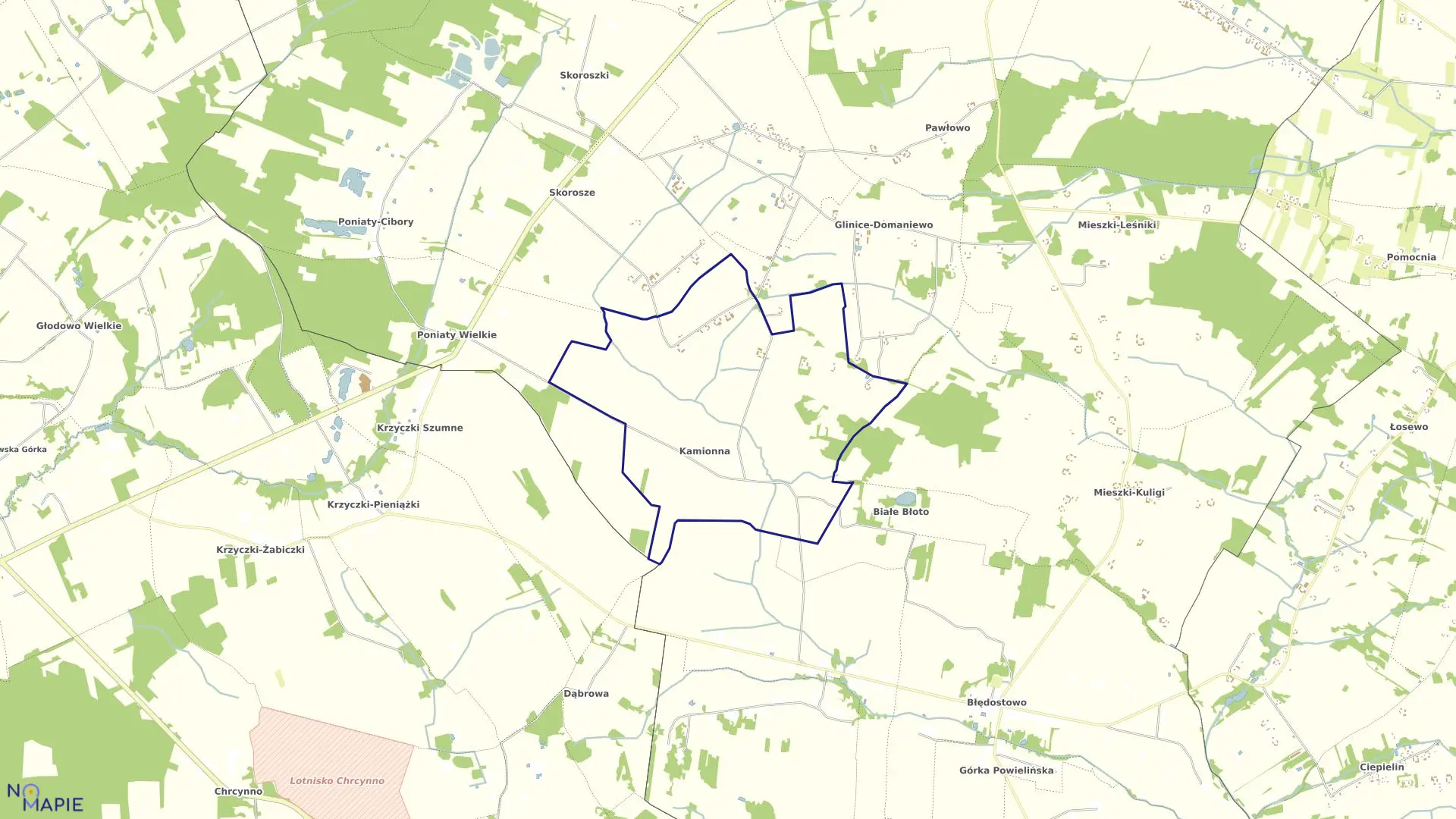 Mapa obrębu KAMIONNA w gminie Winnica