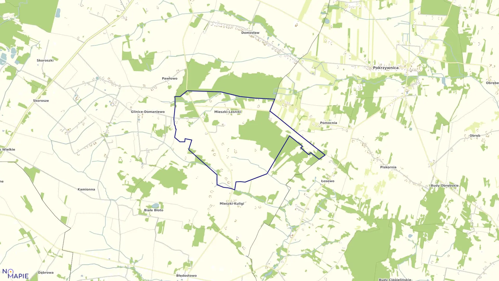 Mapa obrębu MIESZKI LEŚNIKI w gminie Winnica