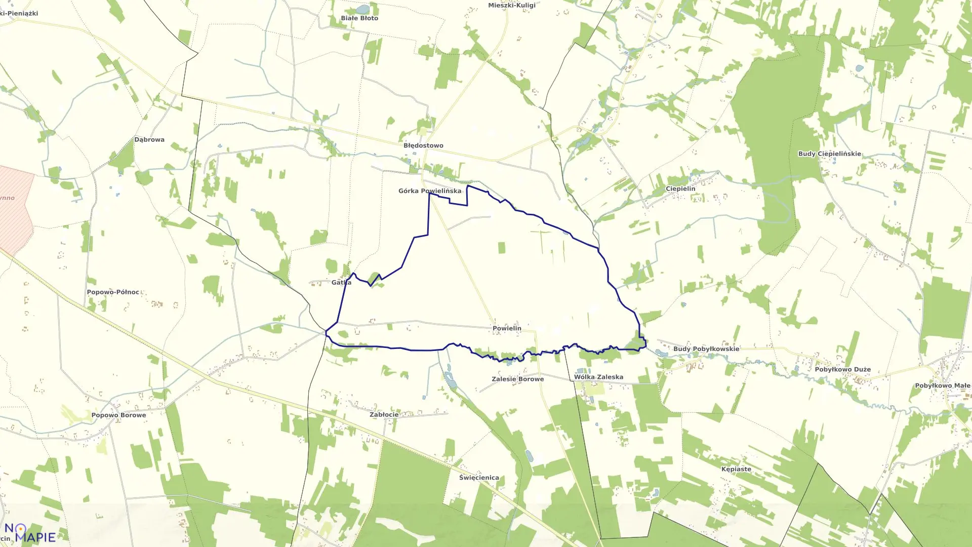 Mapa obrębu POWIELIN w gminie Winnica