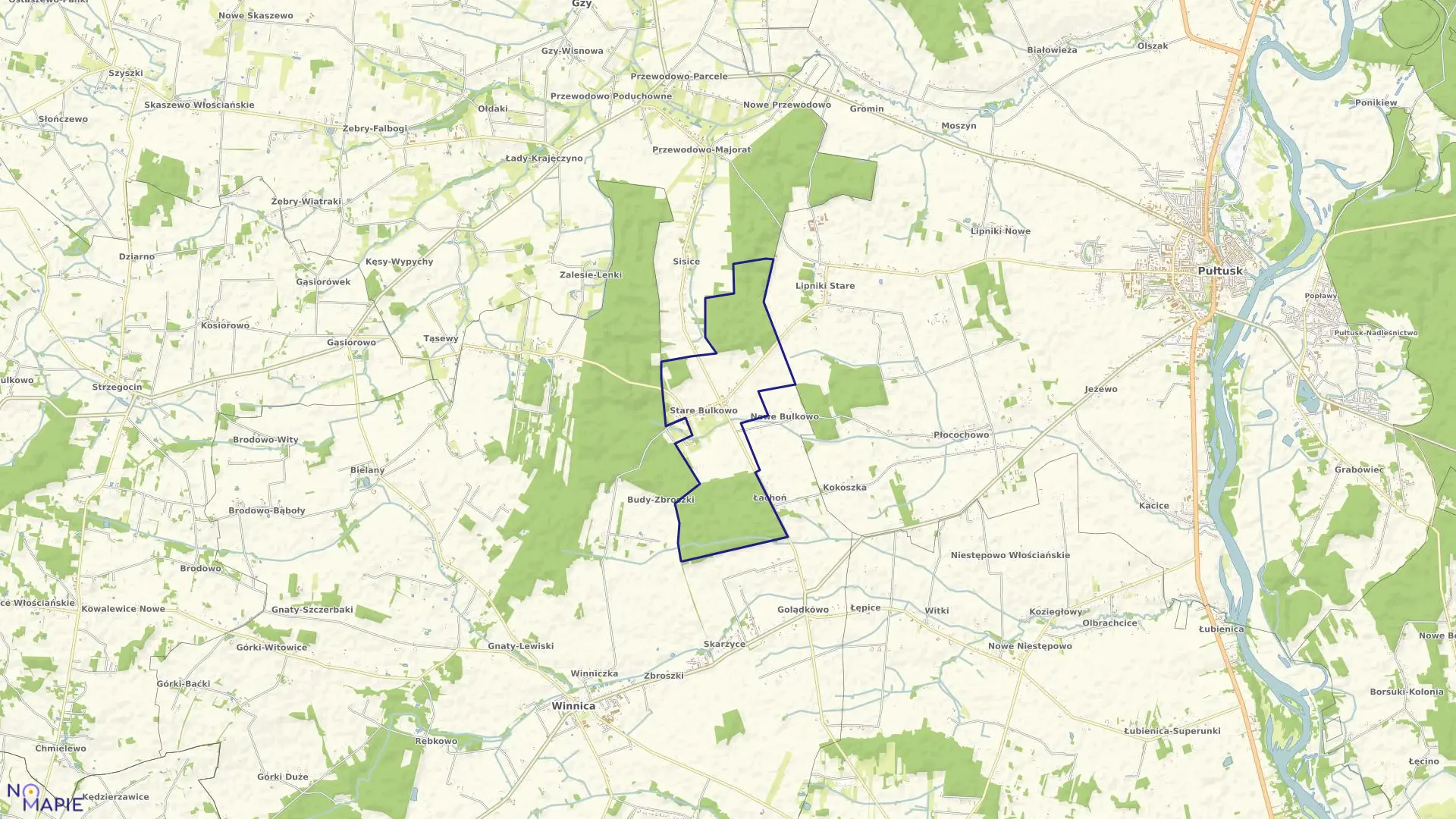 Mapa obrębu STARE BULKOWO w gminie Winnica