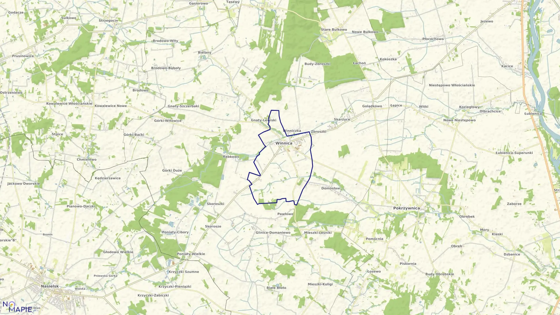 Mapa obrębu WINNICA w gminie Winnica